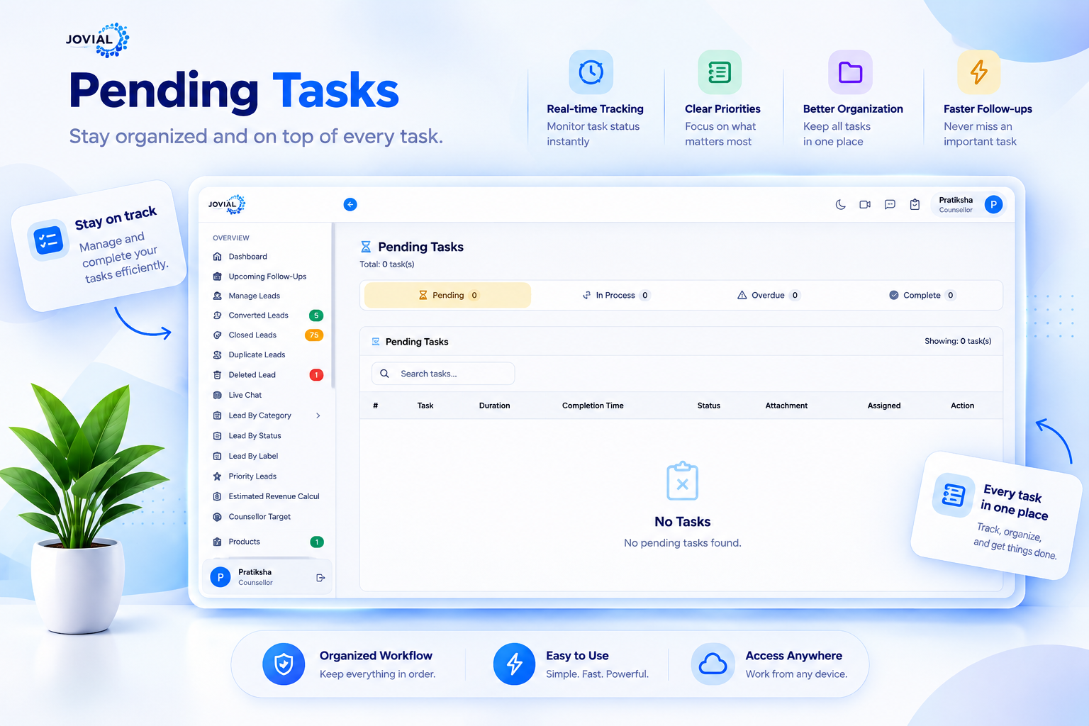 Sales Mitra CRM screen: Pending tasks
